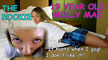 19 year old Molly Mae is in over her head on porn casting audition with creepy old producer who wants her to gag on his cock