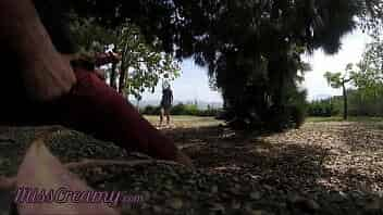 Dick flash - A girl caught me jerking off in the park and help me cum - Hidden cam