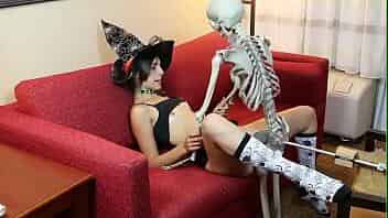 Kristine Kahill gets boned by spooky skeleton