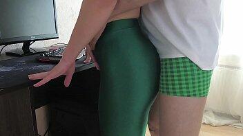 Russian Girl Sasha Bikeyeva - he roommate likes to fuck her girlfriend when she is in green leggings, give her in her mouth and cum on her beautiful face.