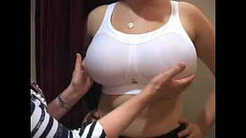 Sexy breast in the bra shop