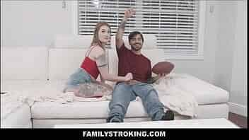 Big Assed Stepsis Cumming On Stepbros Big Cock Watching Super Bowl