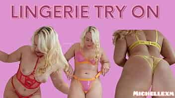 lingerie try on haul hot blonde pawg  Michellexm