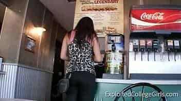 Latina girl Bee dicked in public