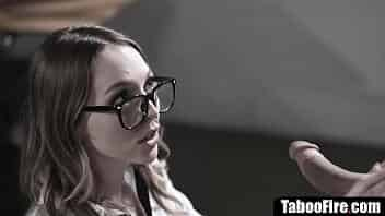 Young student in glasses screwed hard by her hot teacher