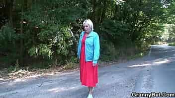 Stallion doggy-fucks old granny roadside